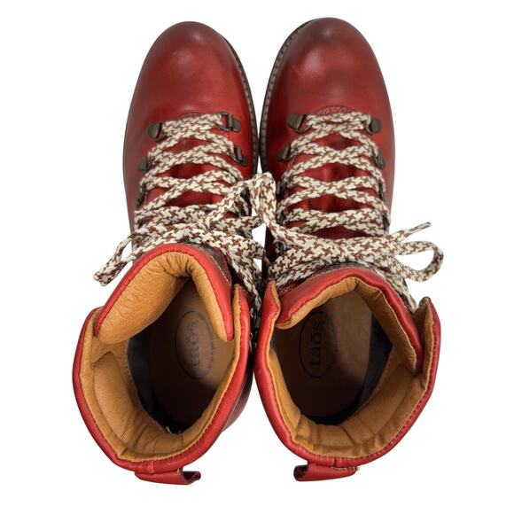 Taos Alpine Red Leather Hiker Boots Ankle Booties Comfort US 8.5 EU 39 - Picture 5 of 11